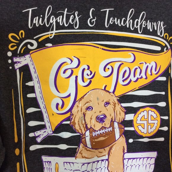 2/$30 Simply Southern Tailgate Football Cheer Shirt Gray Yellow Long Sleeve - Picture 12 of 14